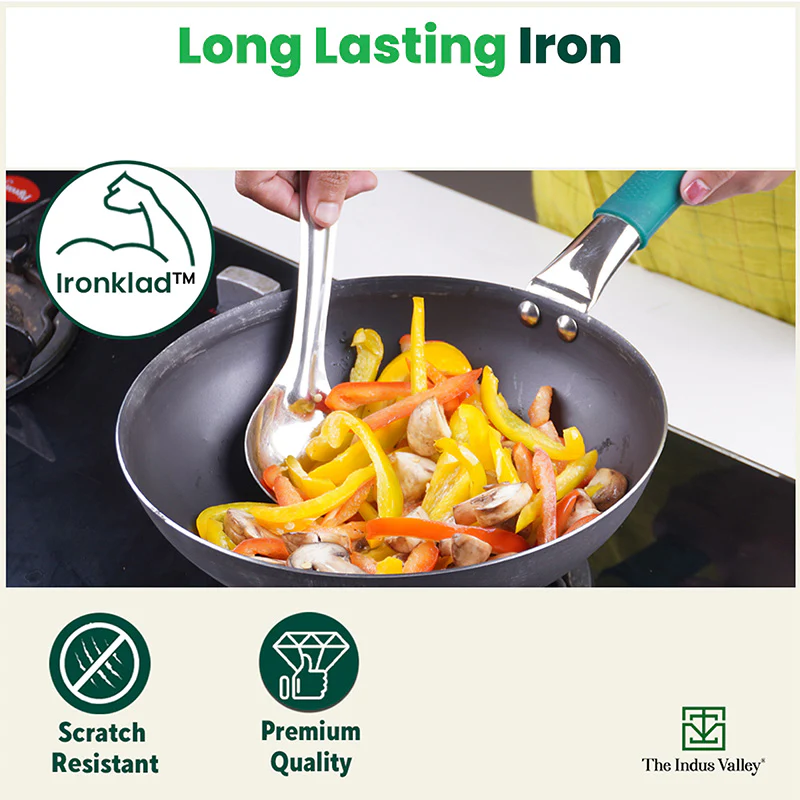 100% Pure Iron Cookware Set: Wok 10 inch + Fry Pan 10 inch + Kadai 10 inch , Kitchen set for Home, Non-Toxic, Pre-seasoned - Image 7