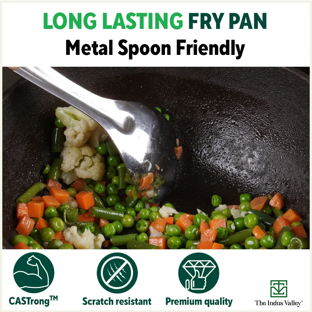 CASTrong Cast Iron Fry Pan 25cm, Pre-seasoned, Naturally Nonstick, 100% Pure, Toxin-free, Induction 1.6L, 2.4kg - Image 10