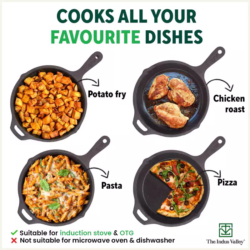 CASTrong Cast Iron Fry Pan 25cm, Pre-seasoned, Naturally Nonstick, 100% Pure, Toxin-free, Induction 1.6L, 2.4kg - Image 11