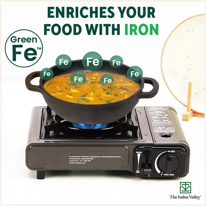 CASTrong Cast Iron Kadai 25.4 cm 2.3L, Pre-seasoned, Naturally Nonstick, 100% Pure, Toxin-free, Induction, Free  110 Spatula - Image 6