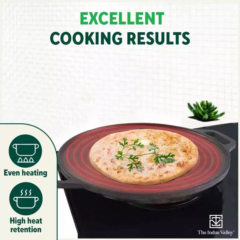 CASTrong Cast Iron Roti/Dosa Tawa 30.2cm, Pre-seasoned, Naturally Nonstick, 100% Pure, Toxin-free, Gas & Induction, Free  110 Spatula - Image 7