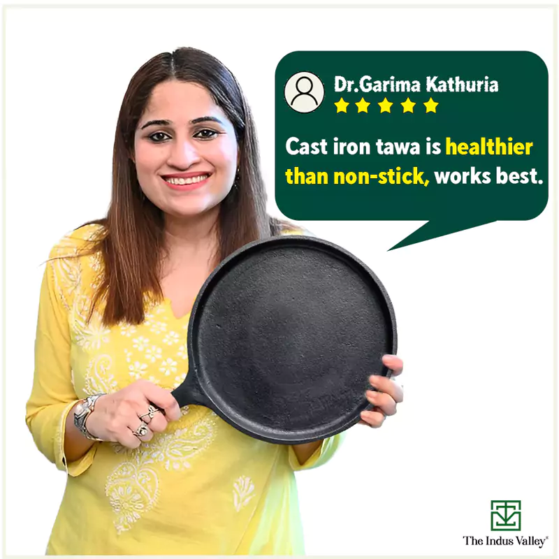 CASTrong Cast Iron Tawa with Handle 25cm, Pre-seasoned, 100% Pure, Toxin-free, Induction - Image 11