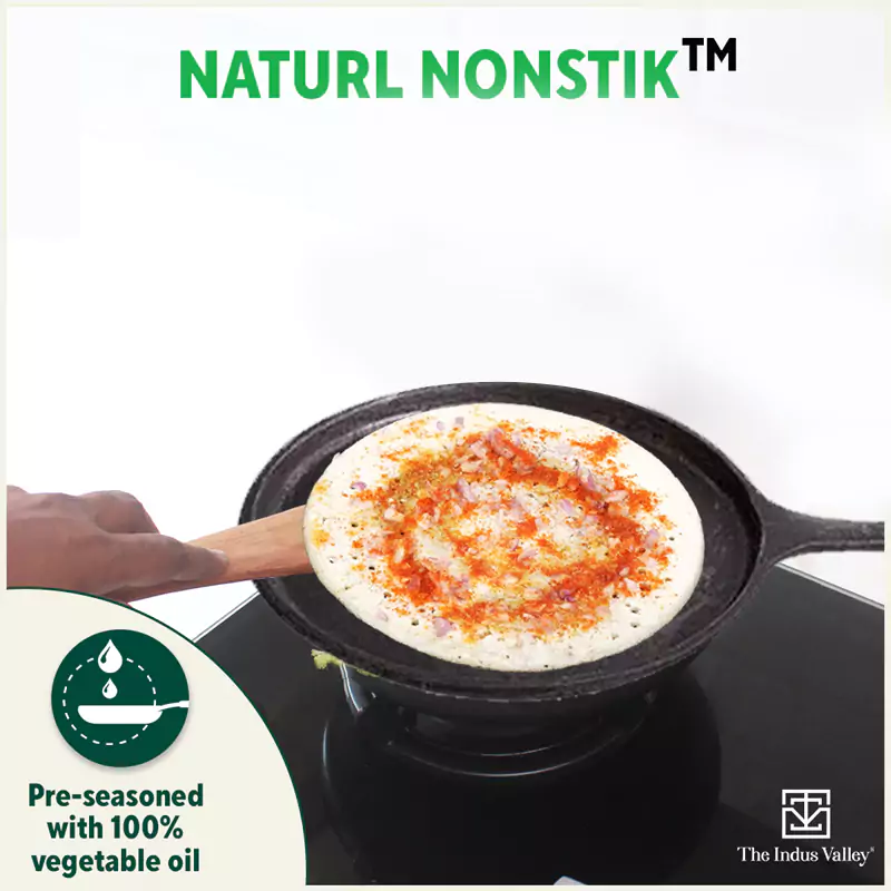 CASTrong Cast Iron Tawa with Handle 25cm, Pre-seasoned, 100% Pure, Toxin-free, Induction - Image 8