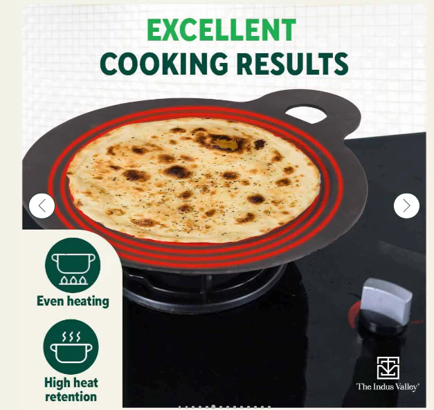 100% Pure Sheet Iron Tawa 30.5cm + Free ₹ 110 Spatula, Pre-seasoned, Toxin-free  1.8 / 1.4 kg - Image 7