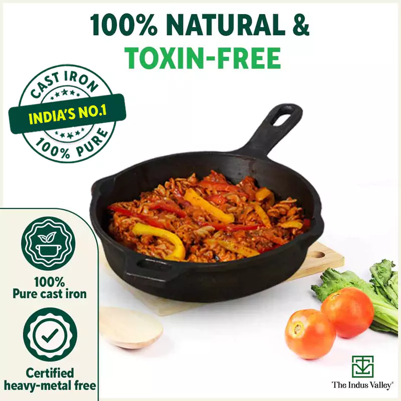 Super Smooth Cast Iron Frypan 1.7L+ Free  110 Spatula, Pre-seasoned, Naturally Nonstick, 100% Pure,Toxin-free 25.4cm - Image 4