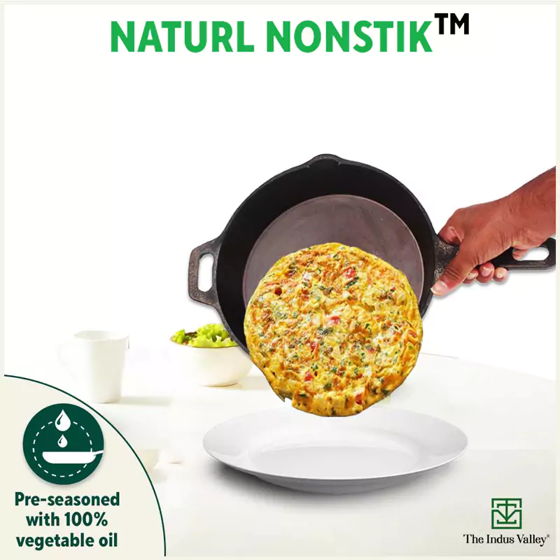 Super Smooth Cast Iron Frypan 1.7L+ Free  110 Spatula, Pre-seasoned, Naturally Nonstick, 100% Pure,Toxin-free 25.4cm - Image 7